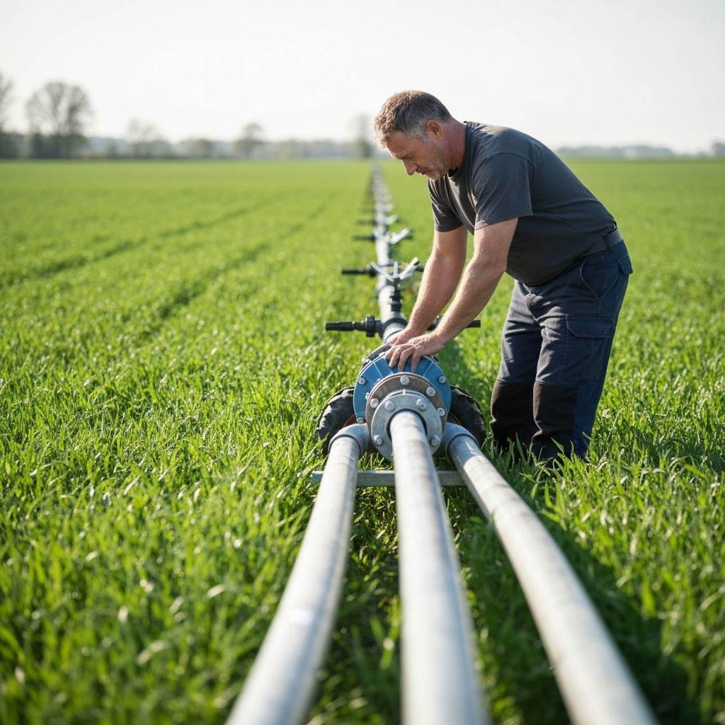 Sistema de irrigação com bomba instalada